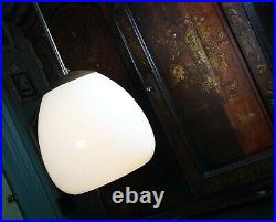 Mid 20th Century Extra Large Glass Opaline & Brass Tulip Pendants Lights Vintage