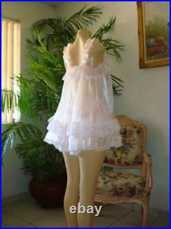 Neljen Vintage Style Baby Doll Slip Dress lots of Sissy PINK Ruffles M-2XL