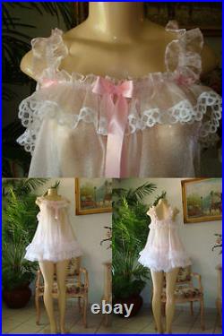 Neljen Vintage Style Baby Doll Slip Dress lots of Sissy PINK Ruffles M-2XL
