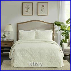 New Beautiful Chic XXL Ivory White Stitch Extra Large Soft Bedspread Quilt Set