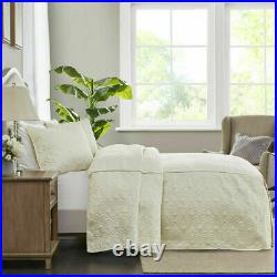 New Beautiful Chic XXL Ivory White Stitch Extra Large Soft Bedspread Quilt Set