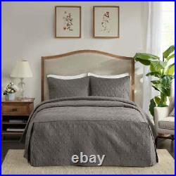 New Beautiful Elegant Chic XXL Grey Stitch Extra Large Soft Bedspread Quilt Set