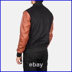 New Genuine Vaxton Brown Vintage Hybrid Varsity Jacket For Men