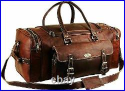 New Men's 30 Crafted Real Vintage Leather Travel Luggage Duffel Weekend Gym Bag