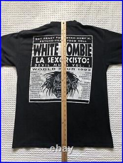 OG Vtg White Zombie 1993 World Tour T-Shirt Vol 1 La Sexorcisto Sz L Black 93