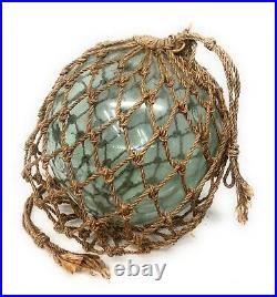 Old Authentic Large Signed Vtg Antique Glass Fishing Float Rope Buoy Ball 17-18