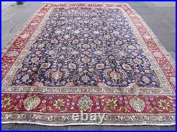 Old Hand Made Traditional Vintage Oriental Navy Blue Wool Large Carpet 389x291cm