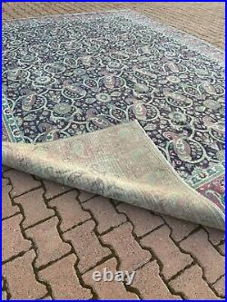 Oriental Large Vintage Turkish Rug, Handmade Southwestern Antique Carpet, 9x12ft