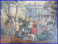 Original Large Format Currier & Ives Print Titled American Country Life