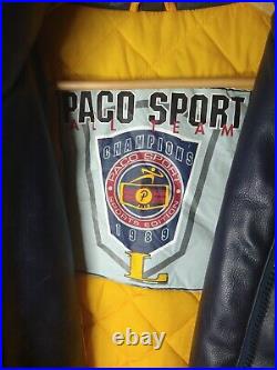 Paco Varsity Jacket 1989 All Star Sport Edition Vintage Yellow Blue Size Large