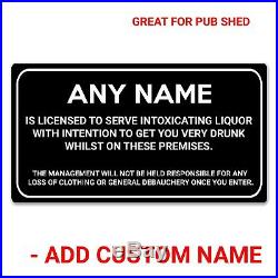 Personalised Pub Bar Shed Licensee Sign Home Gift Man Cave Shed BBQ Garden Party