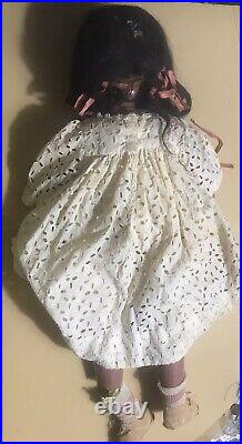 RARE 24 Large Black Baby Doll Antique Vtg Composition Teeth Hazel Sleepy Eyes
