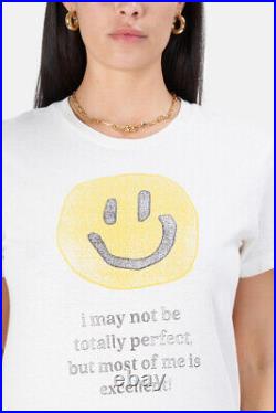 RE/DONE Vintage White 70's Faded Smiley I May Not Be Totally Perfect T-Shirt L