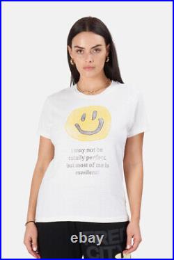 RE/DONE Vintage White 70's Faded Smiley I May Not Be Totally Perfect T-Shirt L