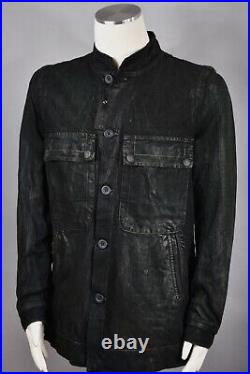 RICK OWENS SLAB Black Wax Coated Vintage Denim Jeans Men's Jacket Size L NEW