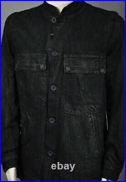 RICK OWENS SLAB Black Wax Coated Vintage Denim Jeans Men's Jacket Size L NEW