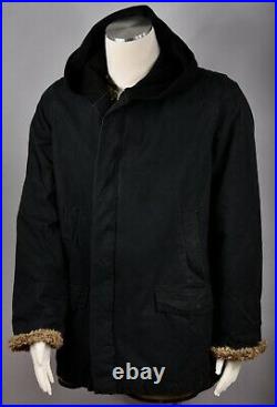 RICK OWENS Slab Vintage MRH6001 Wax Coated Hooded Denim Winter Jacket Size L NEW