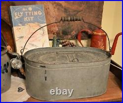 Rare Large Antique Minnow Bucket 1926 Exc Display Pop for Den Fishing Collector