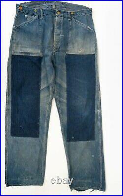 Rare True Vintage 1920s Hercules Buckle Back Denim Jeans Suspender Buttons