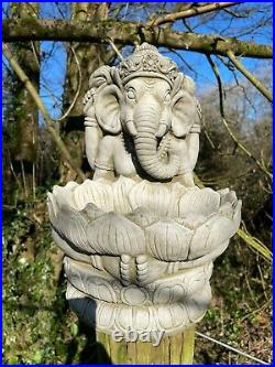 Reconstituted Stone Ganesh Birdfeeder Statue Vintage Oriental Garden Ornament