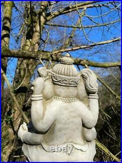Reconstituted Stone Ganesh Birdfeeder Statue Vintage Oriental Garden Ornament