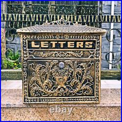 Retro Vintage European Wall Mount Locking Mailbox Cast Iron Aluminum Letter Box