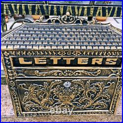 Retro Vintage European Wall Mount Locking Mailbox Cast Iron Aluminum Letter Box