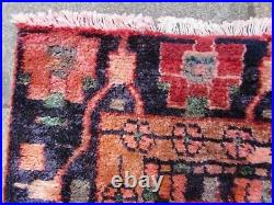 Shabby Chic Worn Vintage Hand Made Traditional Red Blue Wool Large Rug 216x117cm