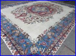 Shabby Chic Worn Vintage Hand Made Traditional White Wool Large Carpet 384x300m