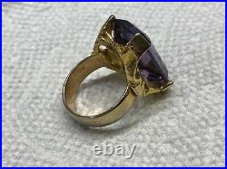 Stunning Vintage Large Glass Amethyst Ring Size 9