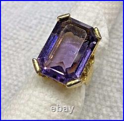 Stunning Vintage Large Glass Amethyst Ring Size 9