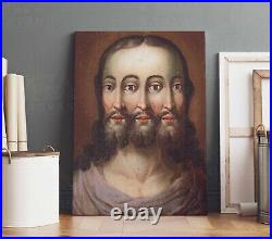 Three faced Jesus Canvas print Christian religious poster Fine art reproduction