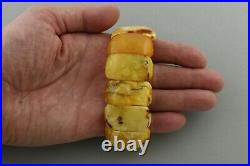 VINTAGE Antique Genuine BALTIC AMBER Egg Yolk Large Bracelet Band 51.7g 220120-1