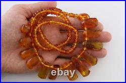 VINTAGE Antique Genuine BALTIC AMBER Honey Color Large Necklace 60g 181016-2