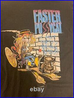 VINTAGE FASTER PUSSYCAT T SHIRT 1988 IT AIN'T PRETTY BEING EASY! Sz Large