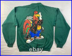 VNTG 1993 Looney Tunes Varsity Green Sweatshirt, Bugs Bunny, Foghorn Leghorn