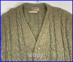 VTG 60's cardigan Brentwood Sweater Wool Blend Green Large