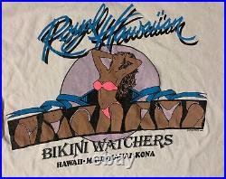 VTG 80's Poly Tees Royal Hawaiian Bikini Watchers T Shirt Size M/L Single Stitch