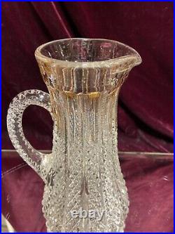 VTG. Antique Outstanding Large American Brilliant Glass Period Pitcher