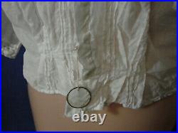 VTG Edwardian Bodice Top Blouse EC Tape Lace Antique L Cotton White NOS