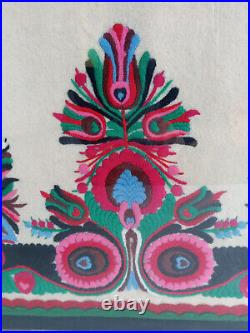 VTG Hungarian Szur Hand Embroidered Woool Fiber Art Wall Art Hungarian 20x27 Fr