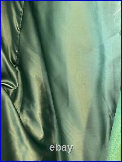 VTG Lilli Ann Paris Chartreuse Green Mohair Swing Coat Fur Collar Sz L
