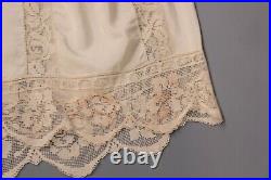 VTG Women's 20s 30s Beige / White Underwear / Slip w Lace Sz L 1920s 1930s