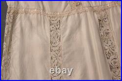 VTG Women's 20s 30s Beige / White Underwear / Slip w Lace Sz L 1920s 1930s