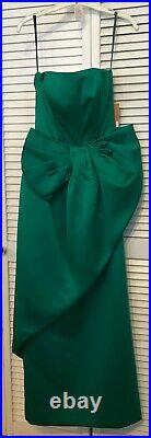Victor Costa, Women, Dress, Satin Green, Wrapped Large-Bow, Full Length, Size 6