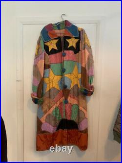 Vintage 1920s Star Design Multi Coloured Patchwork Silk Flapper House Coat