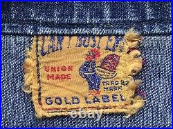 Vintage 1940s Cant Bust Em Gold Label Denim Chore Jacket Union Made