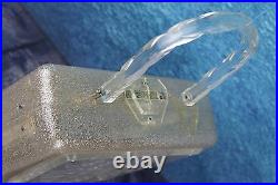 Vintage 1950s Silver Glitter Clear Confetti Lucite Large Box Bag Floral Panel