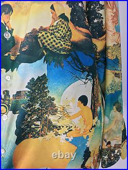 Vintage 1960s-70s 70's Art Nouveau painted graphic print Nylon Mens disco Shirt