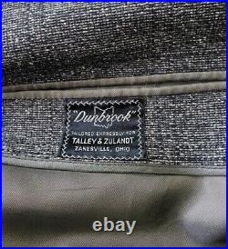 Vintage 1960s Dunbrook Wool Salt And Pepper Raglan Sleeve Overcoat Union Made L